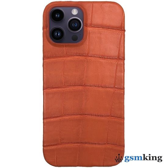 Leather Case for iPhone 14 Pro Max Croco Orange (Оранжевый крокодил)