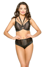 Трусики-слипы с вставками из сетки в полоску (Размер: L) (Цвет: черный)