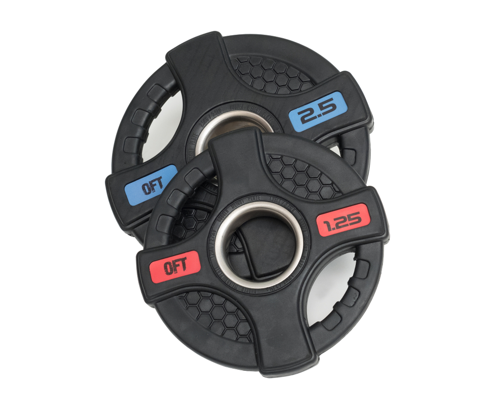 Диск олимпийский обрезиненный черный с двумя хватами 1,25 кг