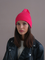 Шапка вязаная-резинка весенняя/осенняя хлопковая КЭП(Фуксия)