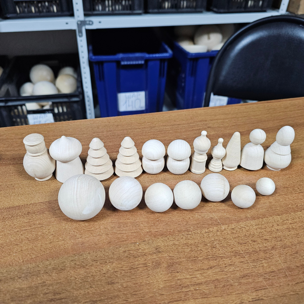 Набор из 18 фигурок для тактильных игр, деревянная заготовка