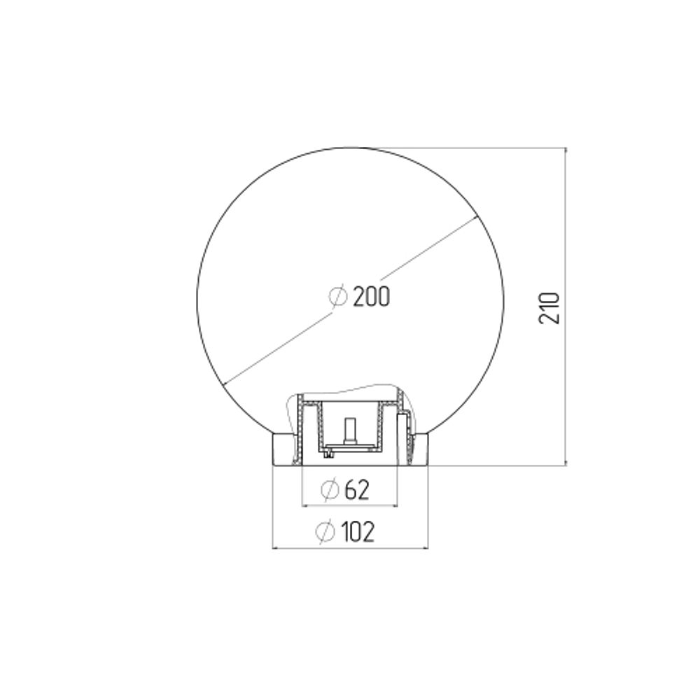 Садово-парковый светильник ЭРА НТУ 01-60-201 шар опаловый на опору / кронштейн IP44 Е27 max60Вт d200mm | Садово-парковые светильники