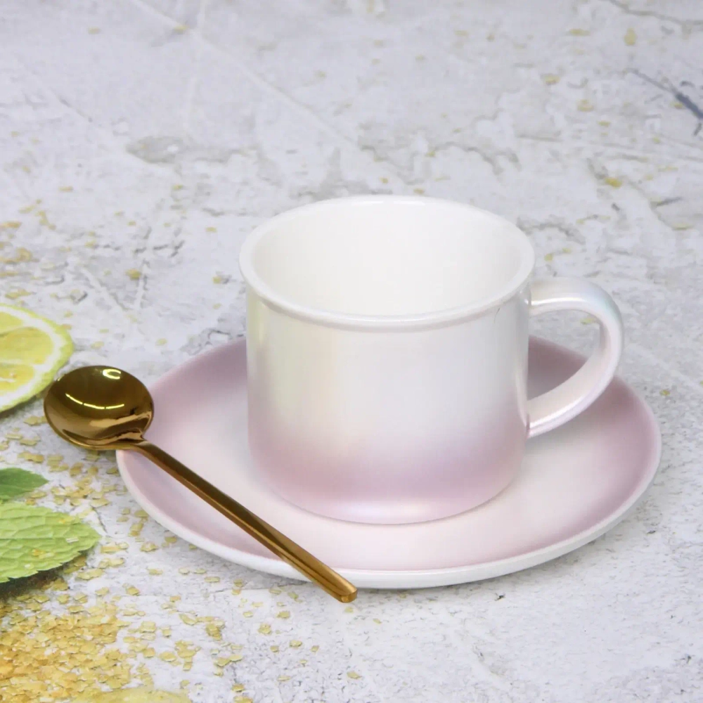 Чайная пара «Северное сияние» (кружка 230мл, блюдце, ложка) белый