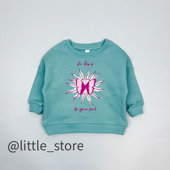 Свитшот из футера с начесом, Светло-бирюзовый