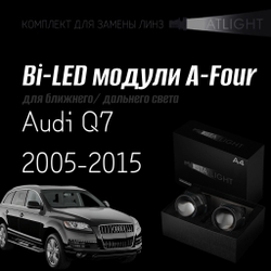 Светодиодные линзы Statlight A-Four Bi-LED линзы для фар Audi Q7 2005-2009/2009-2015 без AFS , комплект билинз, 2 шт