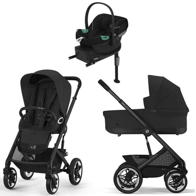 Коляска Cybex Talos S Lux BLK complete Aton S2 Moon Black Base One 4 в 1 Moon Black с дождевиками