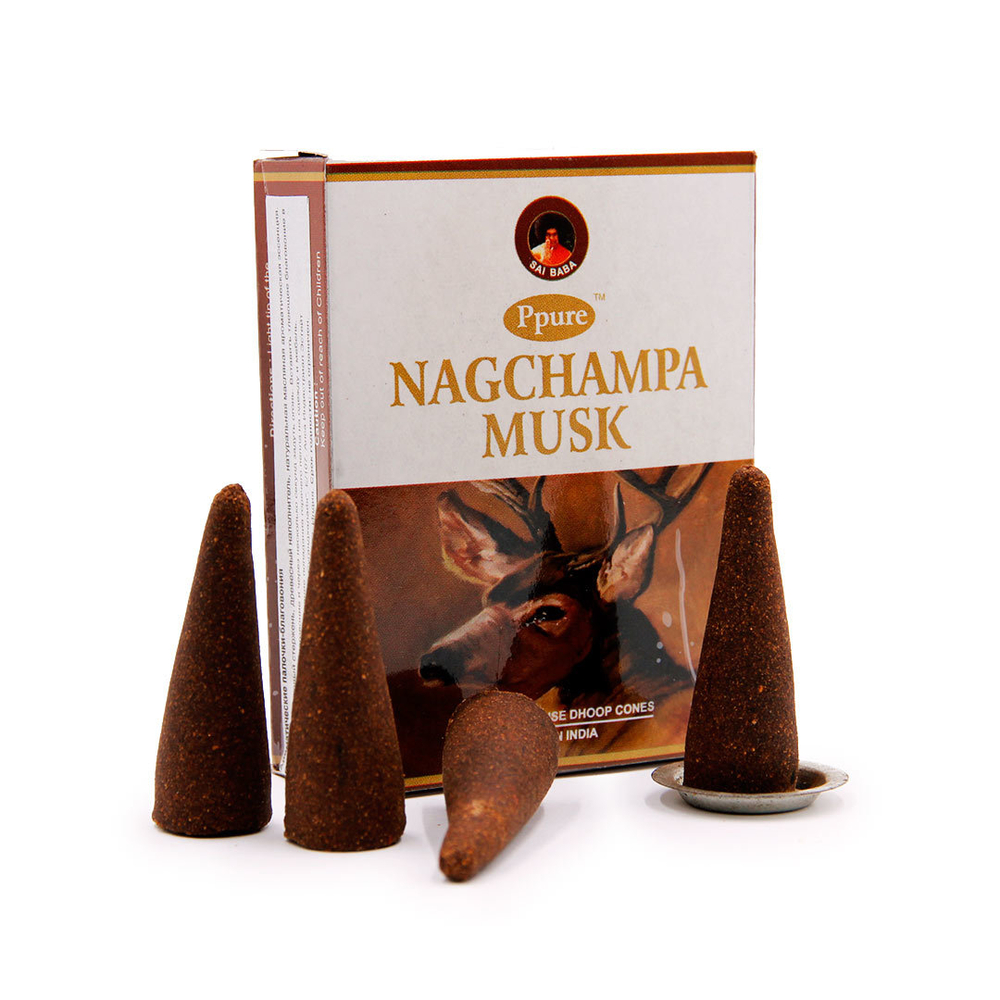 Ppure Nagchampa Musk Благовоние-конус Муск, пуля (стелющиеся), 10 шт