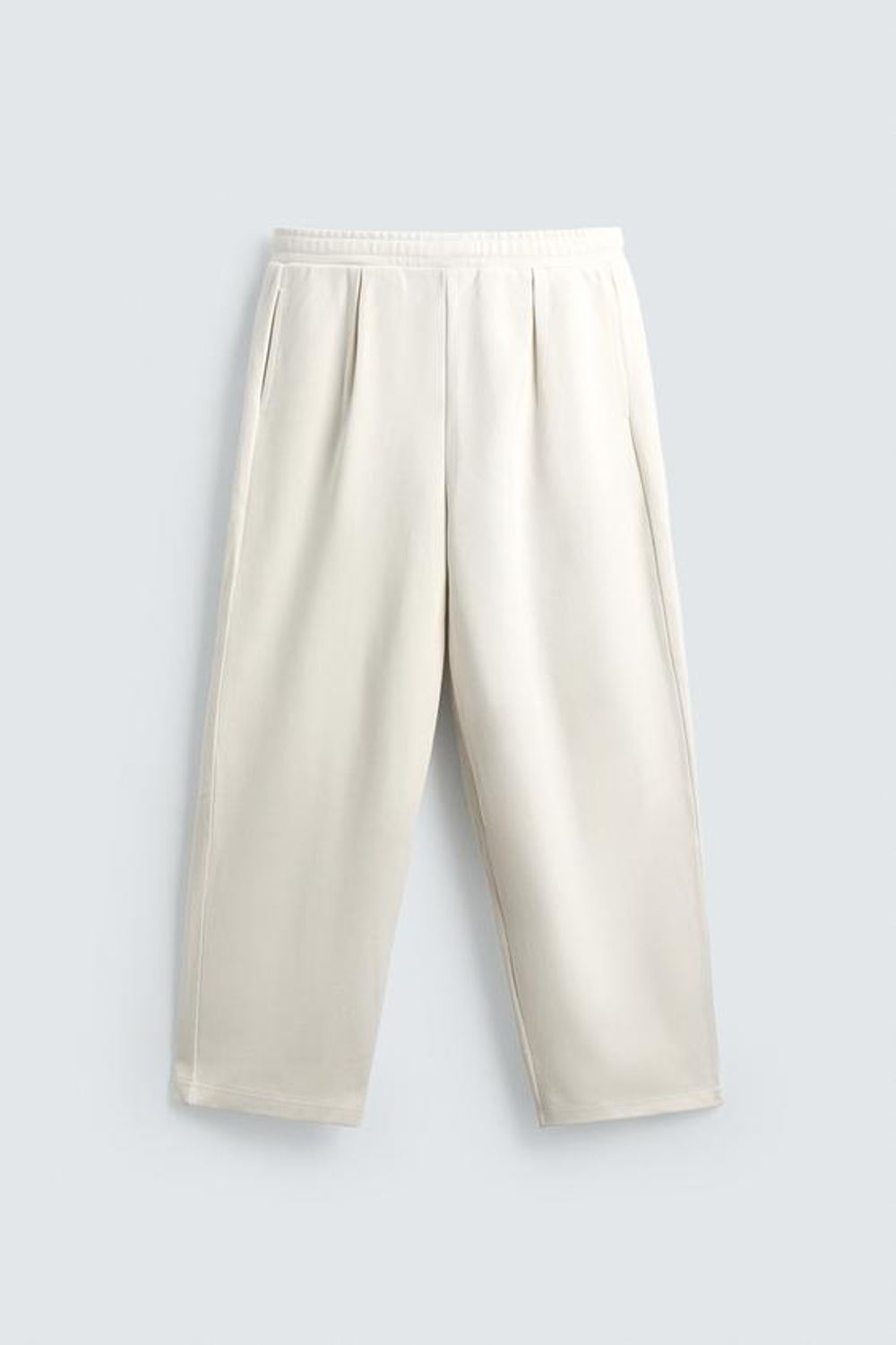 БРЮКИ-ДЖОГГЕРЫ WIDE FIT СО СКЛАДКАМИ, ЭКРЮ