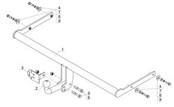 Фаркоп для Volkswagen Polo седан 2010-2020, лифтбек 2020-2022, Skoda Rapid 2013-, Jetta VA3 2019- Тип шара: A. Нагрузки: 750/50 кг, VW 33