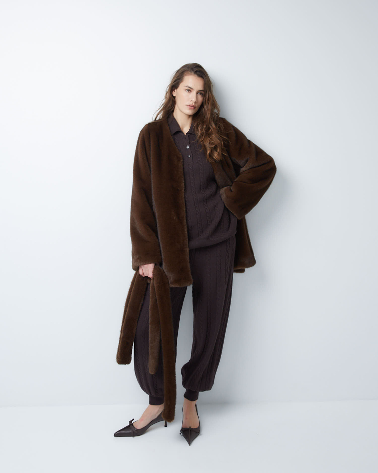 Брюки из смесового кашемира шоколадный