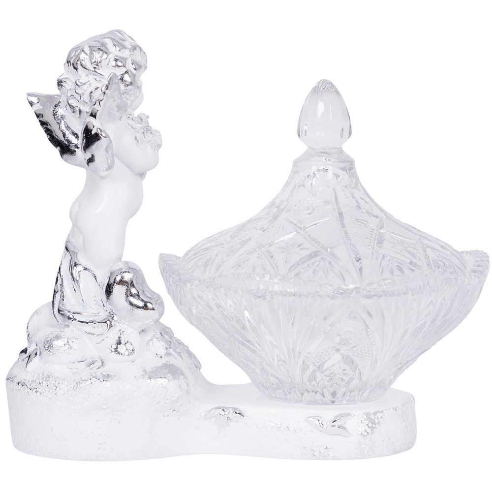 Сахарница стеклянная с крышкой Ангел Роуз Белый