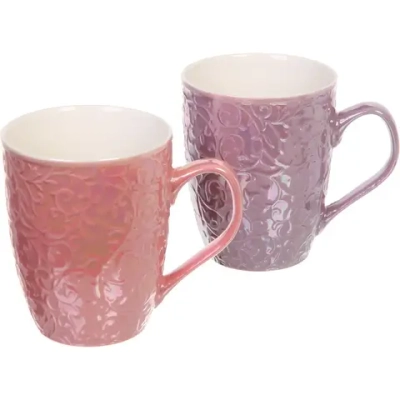 Кружка керамическая 370мл «Вензеля» перламутровый микс