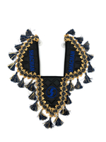 Вымпел тройной SHACMAN (экокожа, черный с синими кисточками)