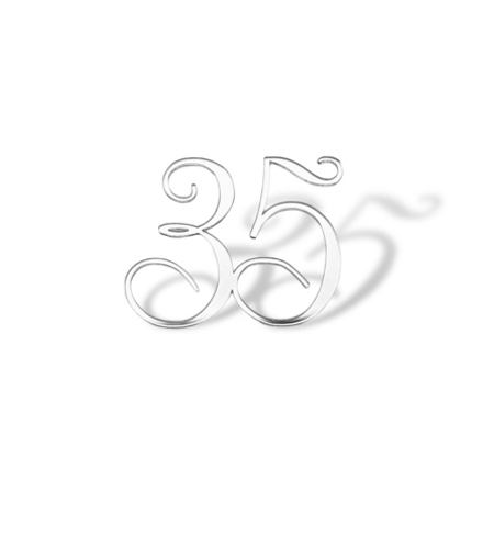 Топпер на торец "35" 5,5 см, каллигр. акрил серебро