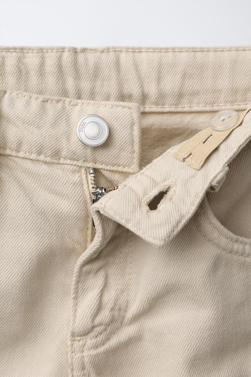 ZARA БРЮКИ WIDE LEG С ВЫШИВКОЙ, БЕЖЕВЫЙ