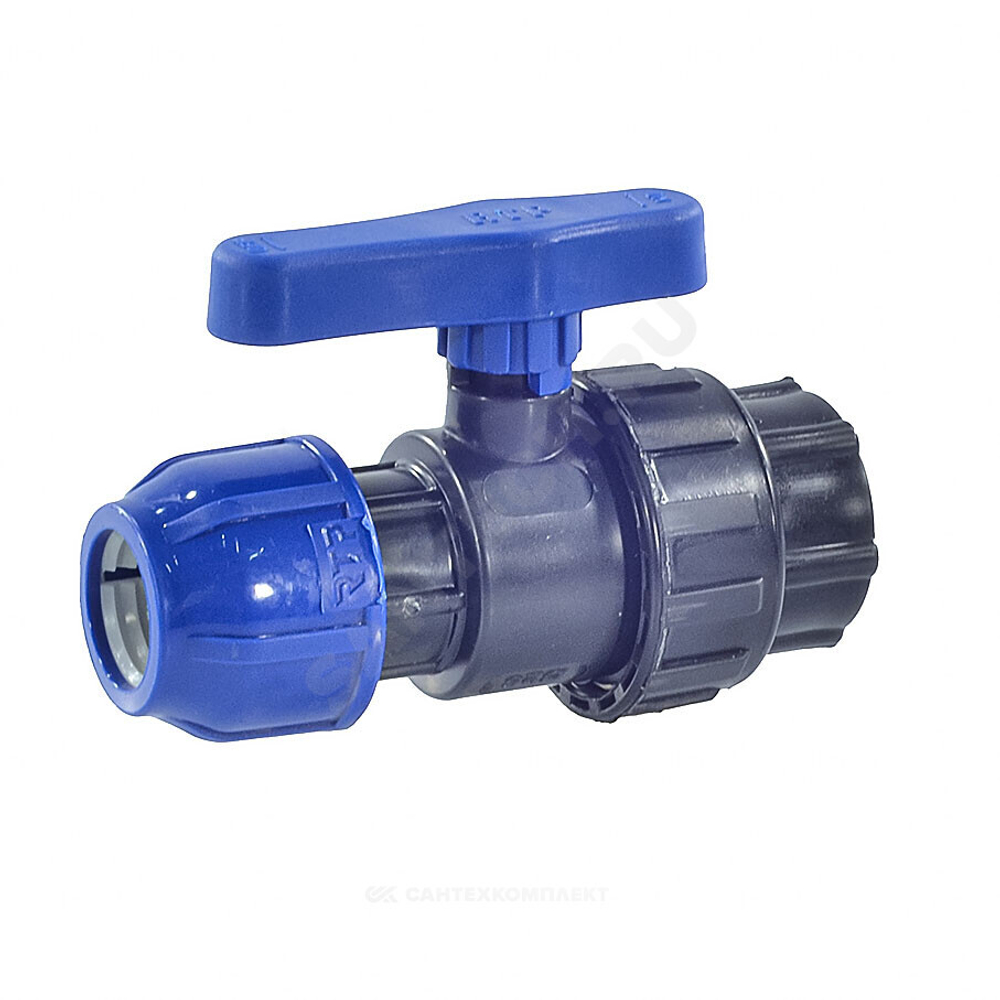 Кран шаровой компрессионный ПЭ Дн 32х1/2" ВР Ру10 RTP (РосТурПласт) 14397