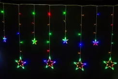 Светодиодная бахрома Звезды 2.5*0.95 м., 220V, 138 разноцветных LED ламп, прозрачный провод, контроллер, Winner (m.02.5T.138.S+)