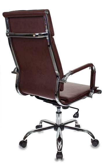 Кресло руководителя Бюрократ Ch-993 коричневый эко.кожа крестов. металл хром