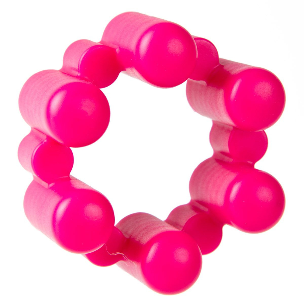 Розовое эрекционное кольцо с вибрацией Sixshot (Цвет: розовый)