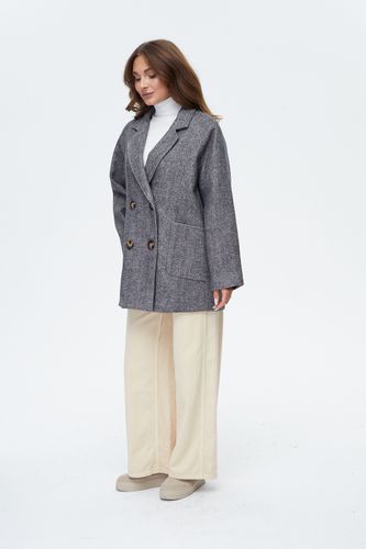 Двубортный темно-серый пиджак из шерсти