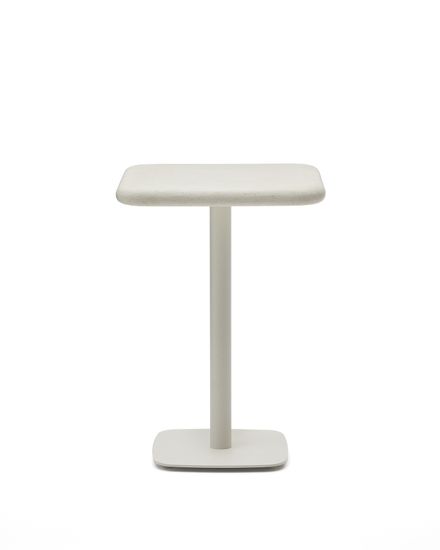 Уличный стол Dina высокий белый из цемента и стали со столешницей 70х70 см