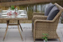 "Гляссе" обеденная группа из искусственного ротанга, цвет соломенный