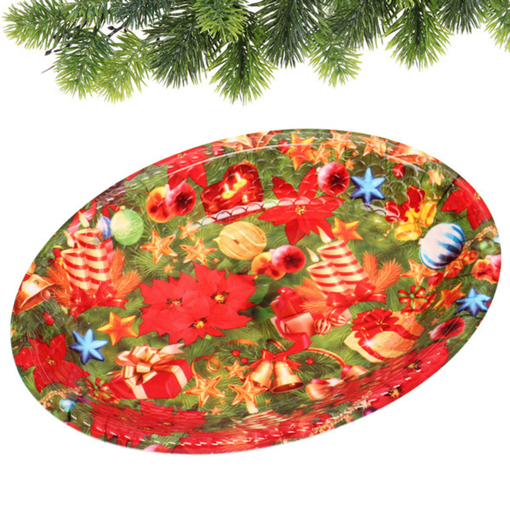 Поднос пластиковый «Новогоднее ассорти» 35,5*26см