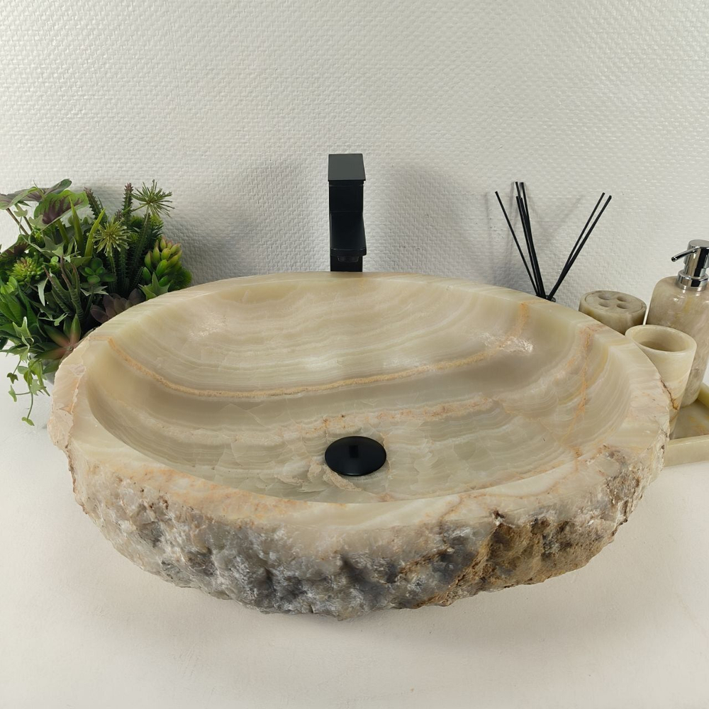 Каменная раковина из оникса Erozy Green EO-04716 (60*49*16) 0163 из натурального камня