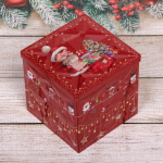 Банка жестяная 9*9*9см «Санта у ёлки»