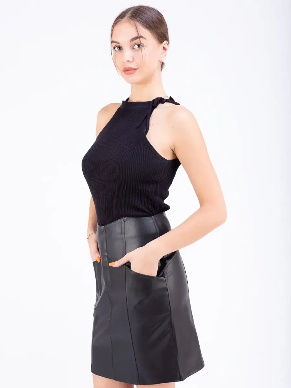 Юбка женская кожаная, юбка из эко кожи