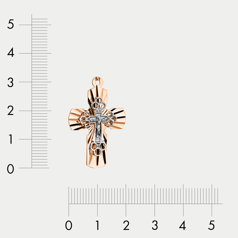 Крест женский православный из розового золота 585 пробы без вставок (арт. ПШ0451)