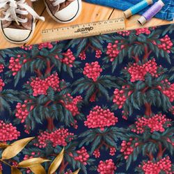 Ткань Ниагара Софт эффектные красные ягоды