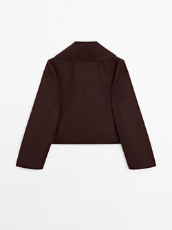 Massimo Dutti Короткое пальто из смесовой шерсти, темно-гранатовый