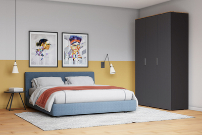 Распашной трехсекционный шкаф Салерно 3 (МДФ) 23006 Софт Черный агат Черный 0190 PE 135*50*212 см, Черный   Фиеста