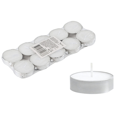 Свечи чайные 10шт, белые, парафин