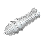 Прозрачная насадка на пенис с шипами и стимулятором клитора - 12,8 см.