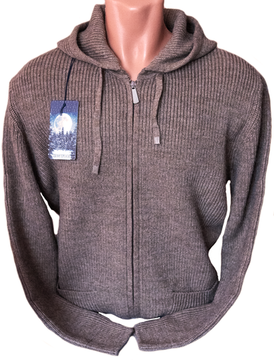 KING WOOL (Турция) из шерсти и кашемира на полном замке с капюшоном "СТАЛКЕР" Размеры (48-54)