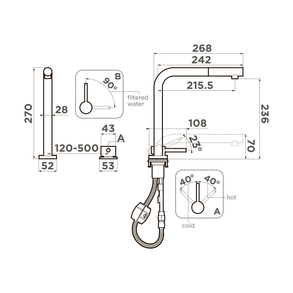 Смеситель для кухни  Omoikiri Nara 2 Plus-S-GB латунь/графит