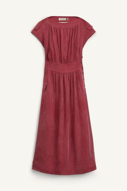 ZARA ПЛАТЬЕ МИДИ С КОРОТКИМИ РУКАВАМИ, ВИННЫЙ