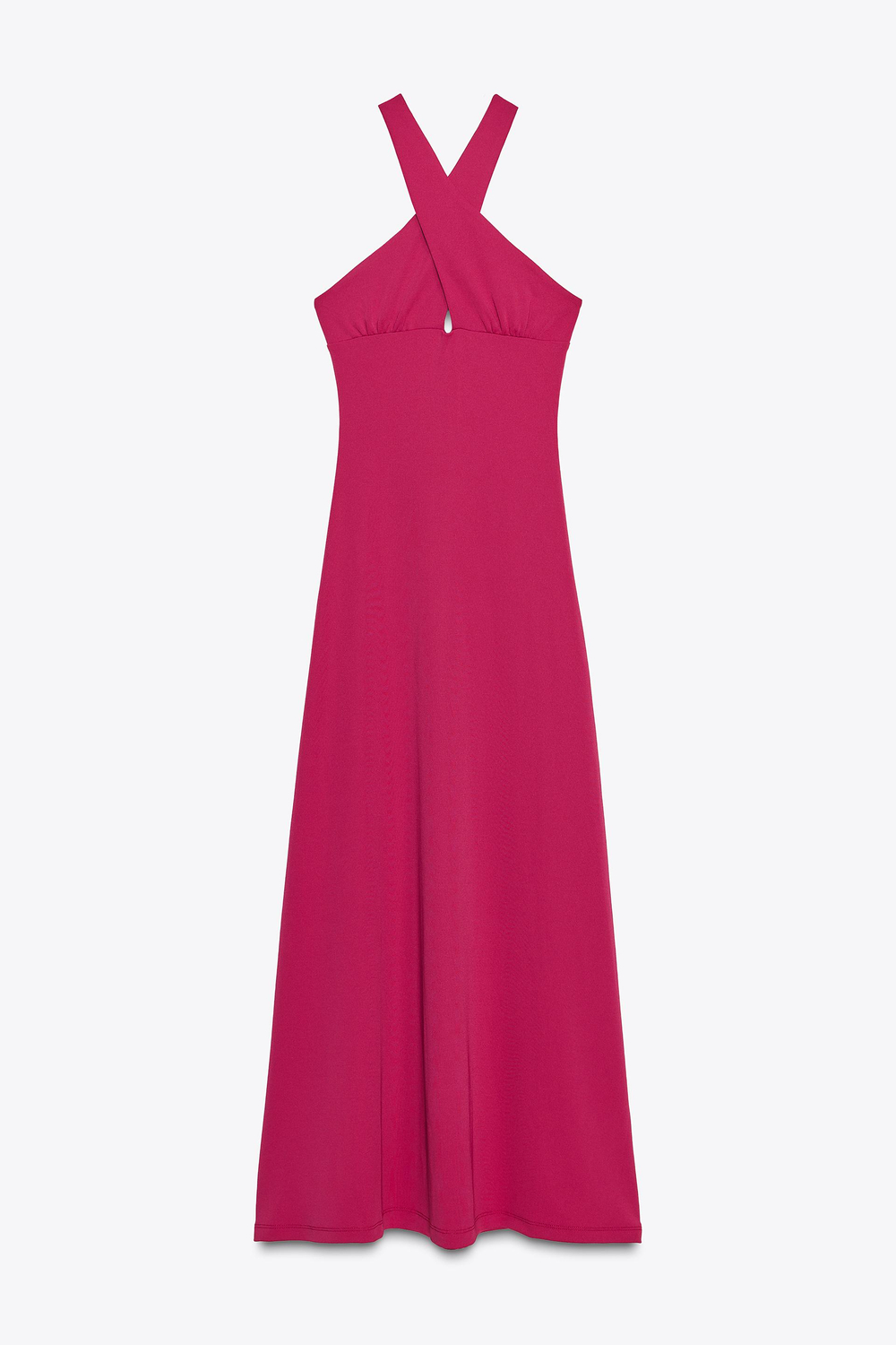 ZARA ДЛИННОЕ ПЛАТЬЕ ИЗ СТРУЯЩЕЙСЯ ТКАНИ, МАЛИНОВЫЙ