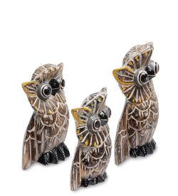 99-435 Фигурка «Сова» н-р из трех 25,20,15 см (албезия, о.Бали)