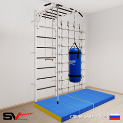 Шведская стенка Sv Sport 53560 (Турник рукоход/Канат/Трапеция/Цепь/Мешок 22кг/Мат 2м/Канатный лаз)
