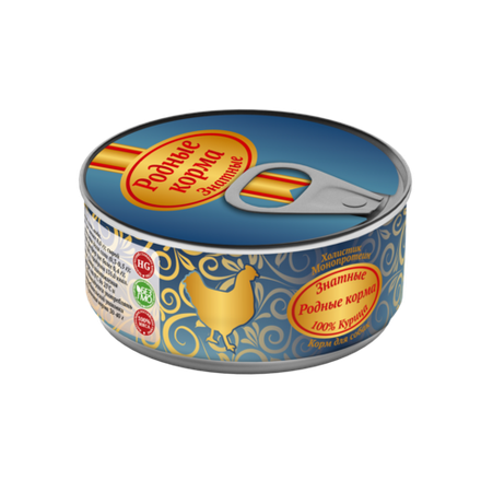 Консервы РОДНЫЕ КОРМА Знатные 100 % для собак курица 100 г