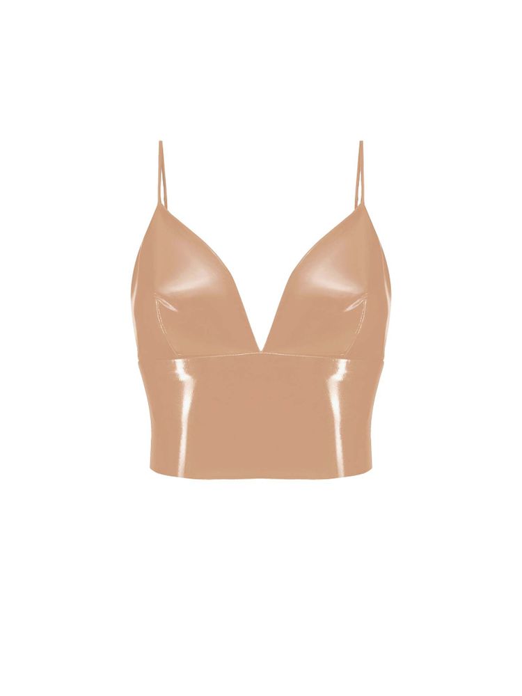 Укороченный топ-бюстье из лаке