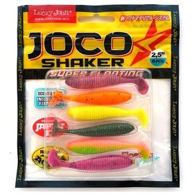 Виброхвост Lucky John JOCO SHAKER 2.5in (6,35 см), цвет MIX1, 6 шт.