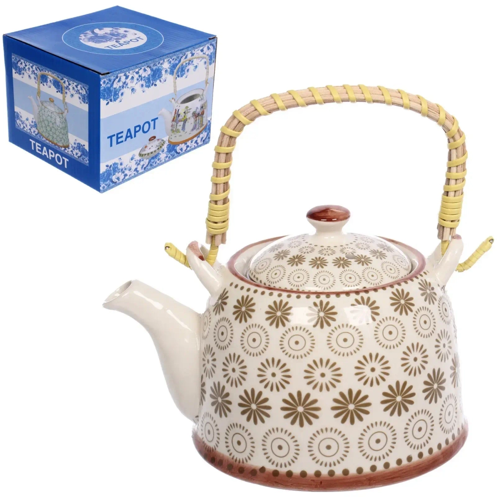 Чайник заварочный керамический 700мл с ситом «Цветочная фантазия»
