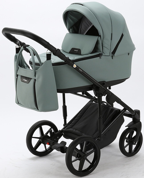 Детская коляска Adamex Zico Deluxe 2 в 1 Z-SA20 СЕР-ЗЕЛЕН.КОЖА