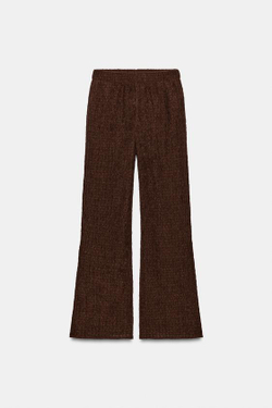 ZARA БРЮКИ С ЭФФЕКТОМ МЯТОЙ ТКАНИ, КОРИЧНЕВЫЙ
