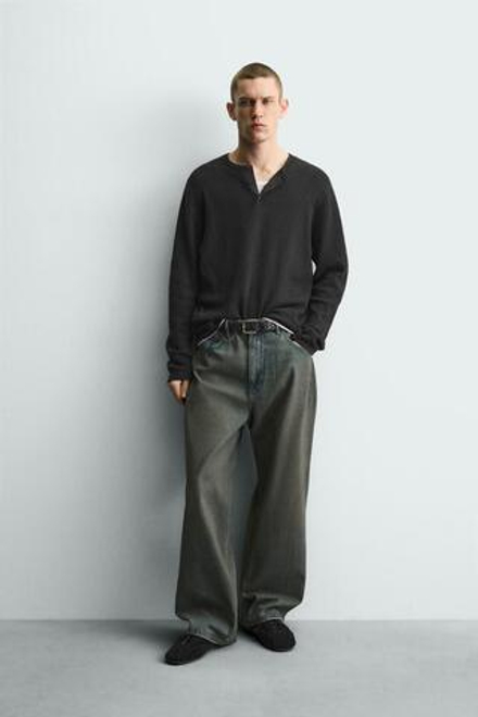 ZARA ДЖИНСЫ СВОБОДНОГО КРОЯ, ЗЕЛЕНОВАТО-СИНИЙ