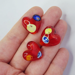 Бусины сердце, стекло, лэмпворк, миллефиори, р-р 20мм, штучно